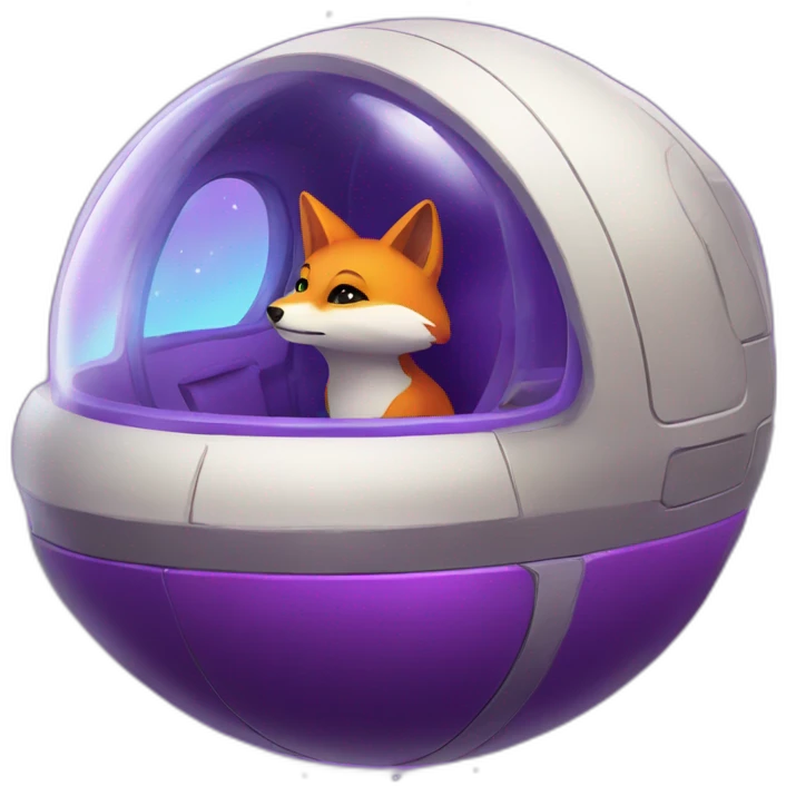 a purple fox in a spaceship emoji