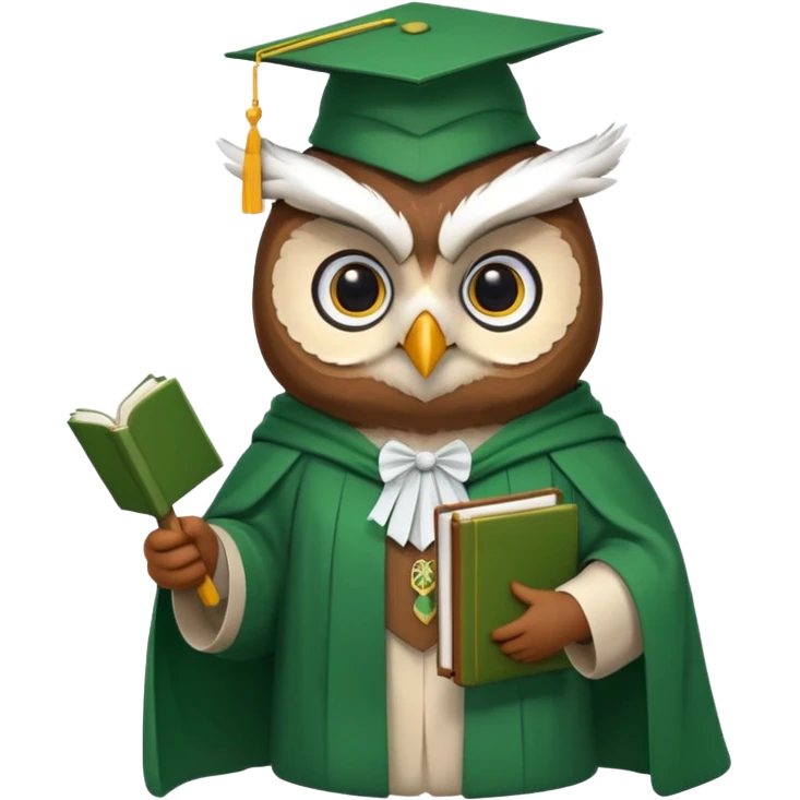 owl professor in green cloak graduation emoji