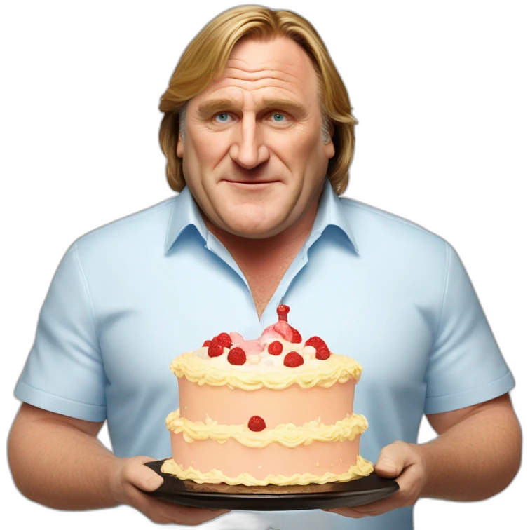 Gerard Depardieu with cake emoji