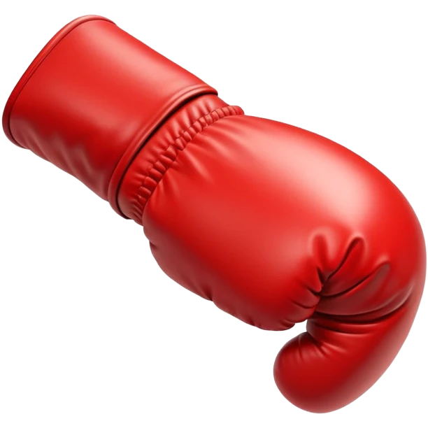 A small, bold boxing glove with a shiny red leather texture, clenched and angled forward, dynamic motion lines around it, symbolizing a powerful punch, clean white background emoji