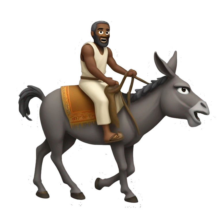 Jacked Moses riding donkey emoji