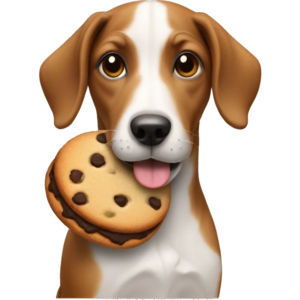 Dog wearing a cookie emoji