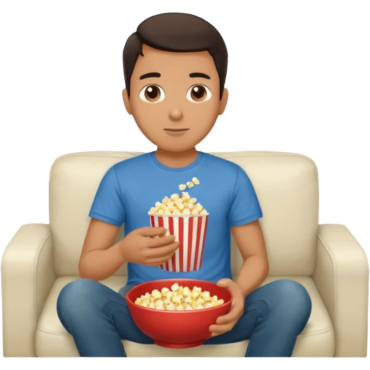 
A man sitting on a sofa in a room enjoying a movie emoji