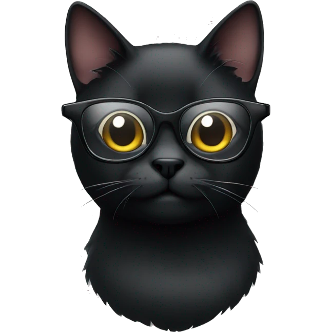 A black cat with glasses emoji