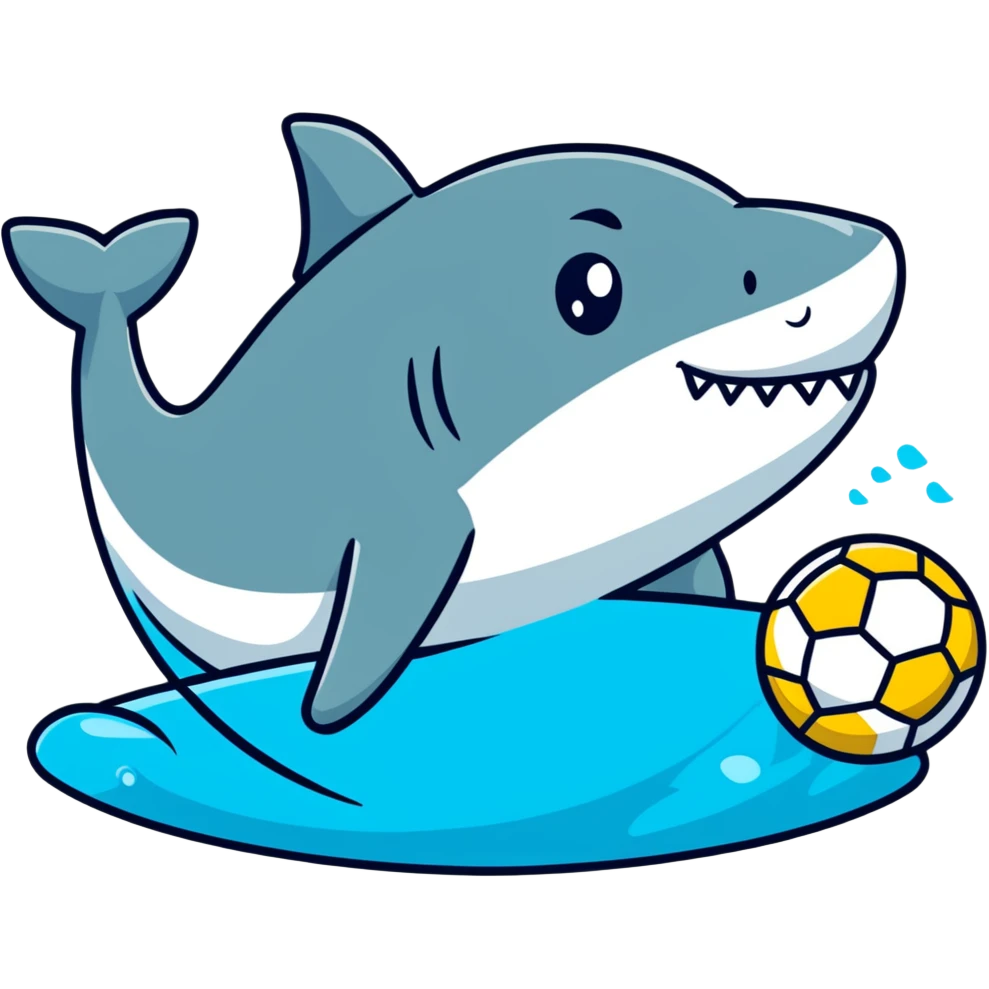 Shark holding a water polo emoji