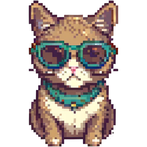 cat wearing sunglasses, pixel art style emoji