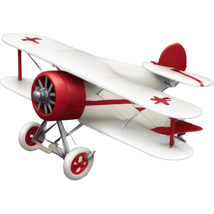 white vintage biplane with crimson accents emoji