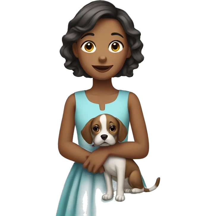 girl with dog in dress emoji