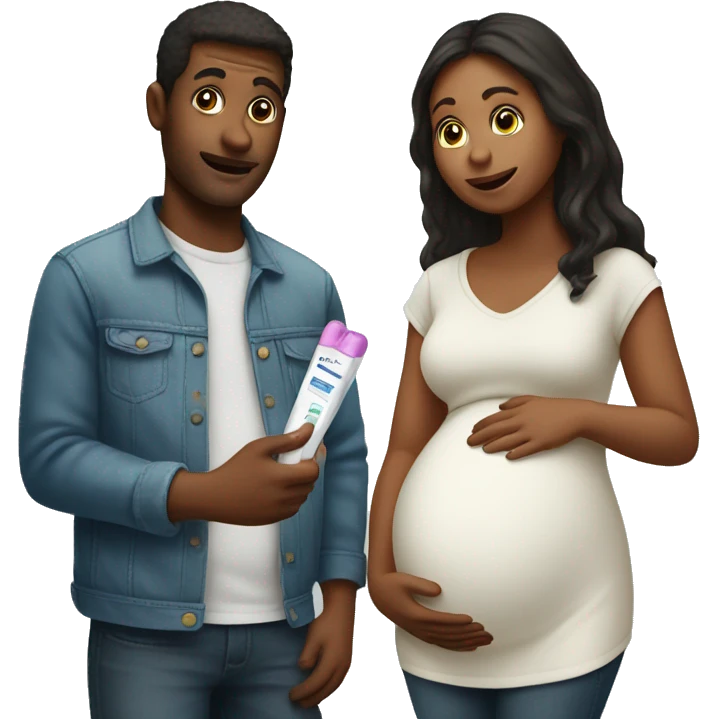 couple looking at pregnancy test emoji