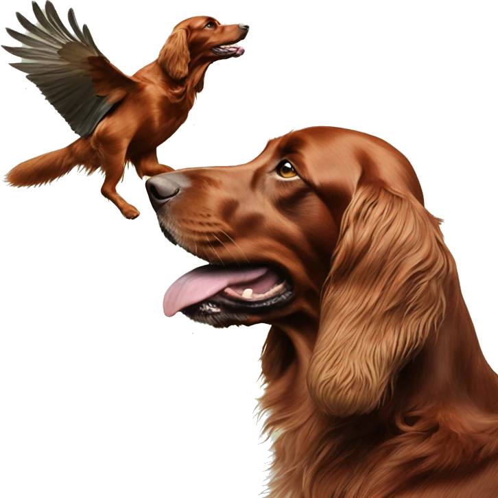 Irish setter catching a bird emoji