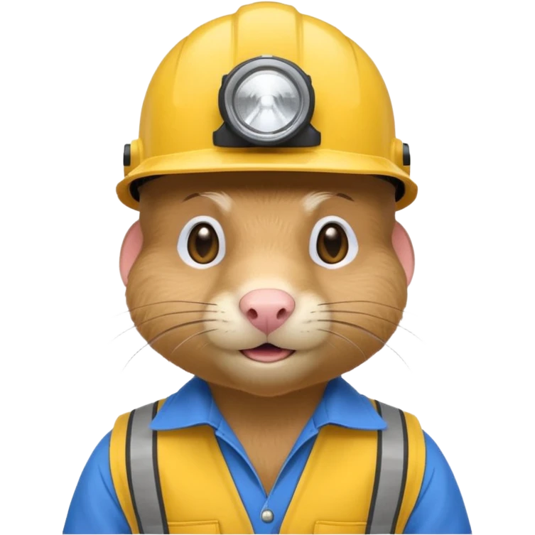 a mole rat, blue helmet, headlamp, yellow worker cloth emoji