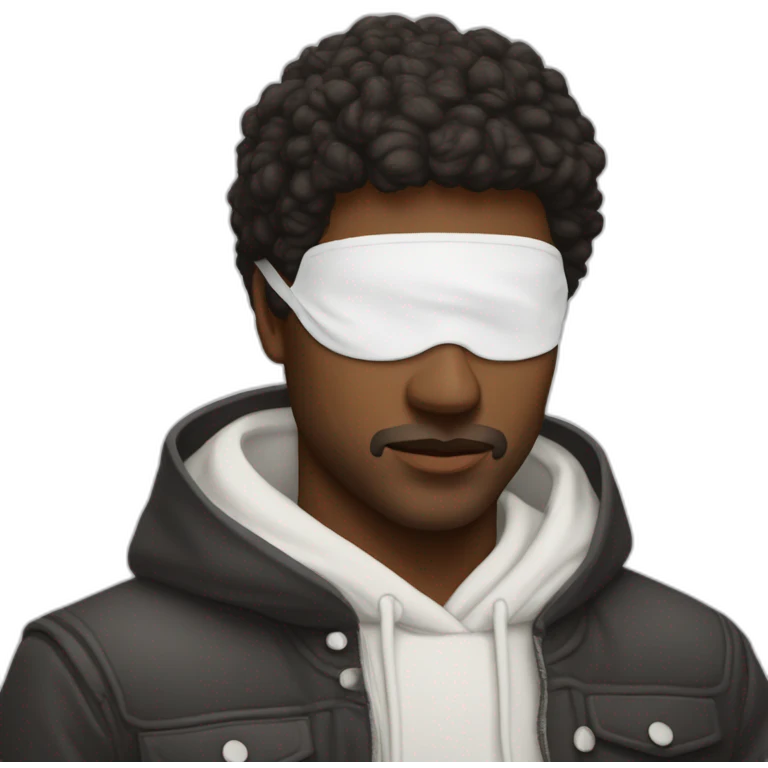 Mickael miers avec son masque blanc emoji