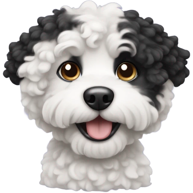 Black and white curly haired small dog emoji