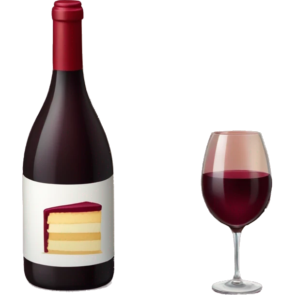 Bottle of red wine with burgundy present box and birthday cake  emoji