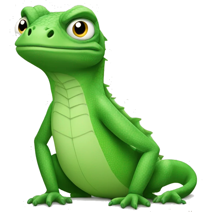  grumpy green lizard arms crossed pouting emoji