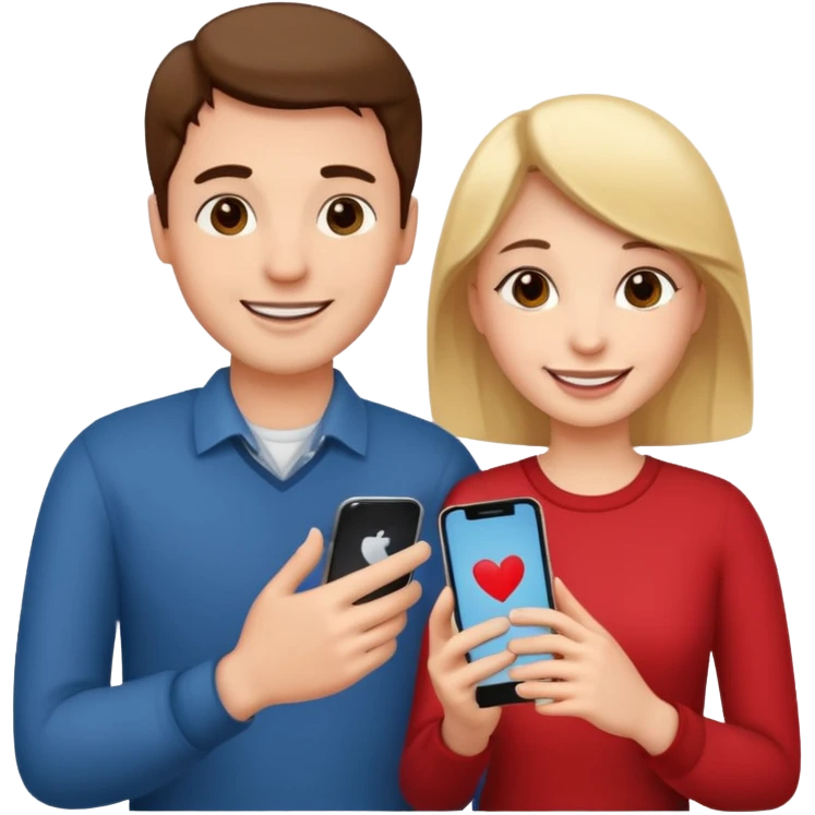 couple photo romantic inside one phone screen  emoji