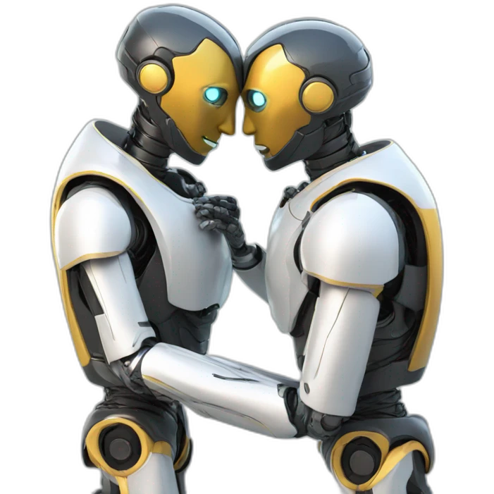 two man robot kissing emoji