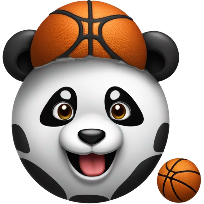 Panda with poop on head eating basketball emoji