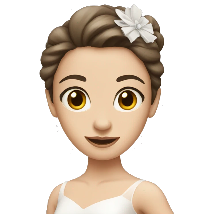 Brunette, white ballerina emoji
