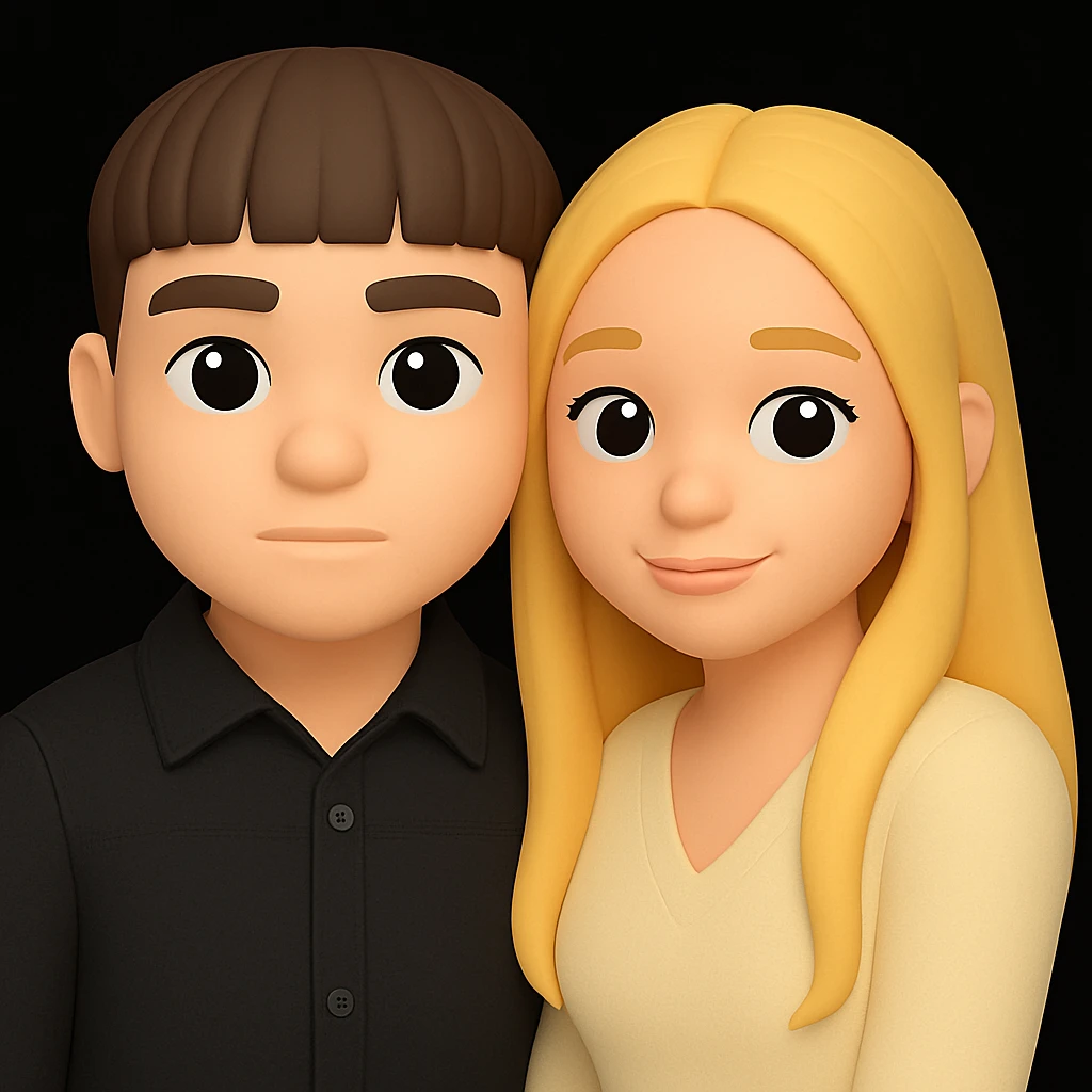 Make the skin color of both people the same light tone, keeping the 3D emoji style and all other details unchanged. The style should resemble Microsoft style 3D fluent emojis with all original details preserved. emoji