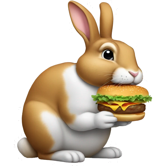 rabbit eating hamburger emoji