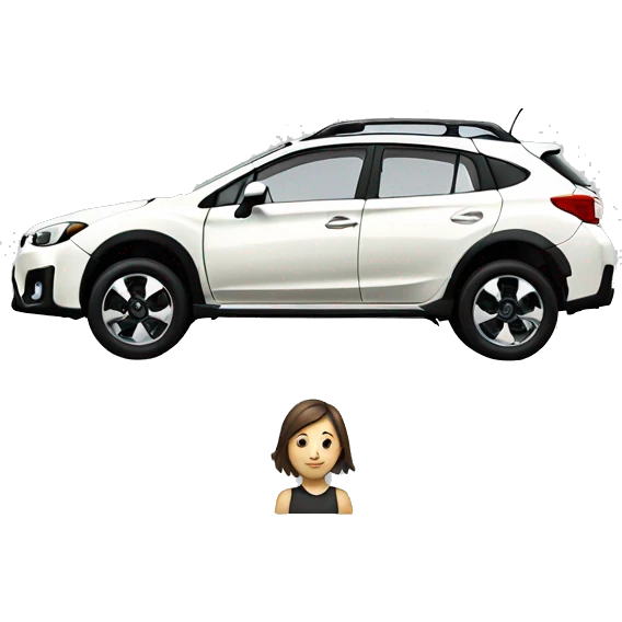white Subaru XV with a girl inside emoji