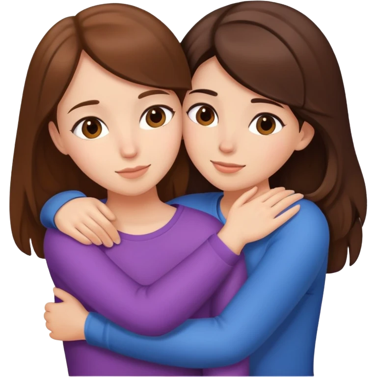 2 girl best friends hugging one brunette one brown hair emoji