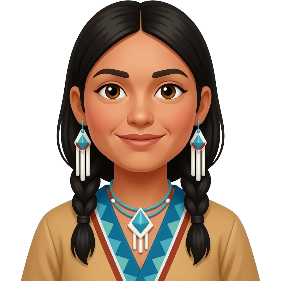 Mulher indígena com franjinha emoji