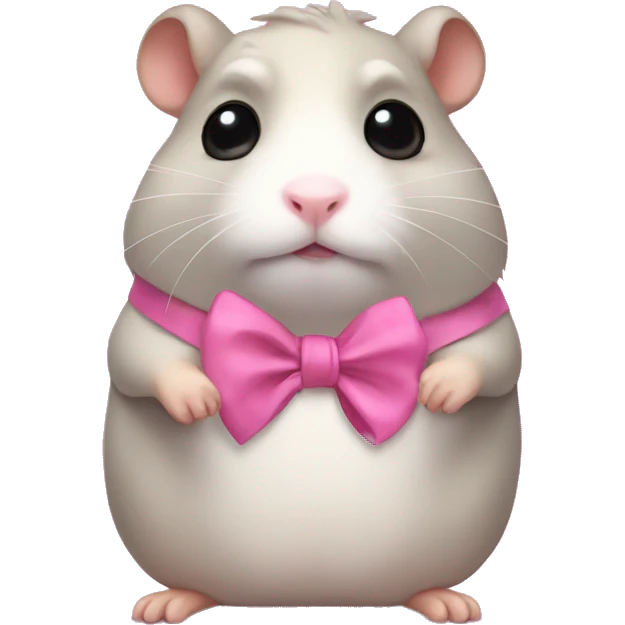 Sad hamster meme with a pink bow emoji