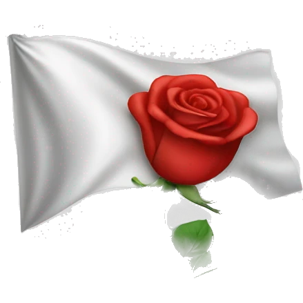 emoji white flag with red rose on the center emoji