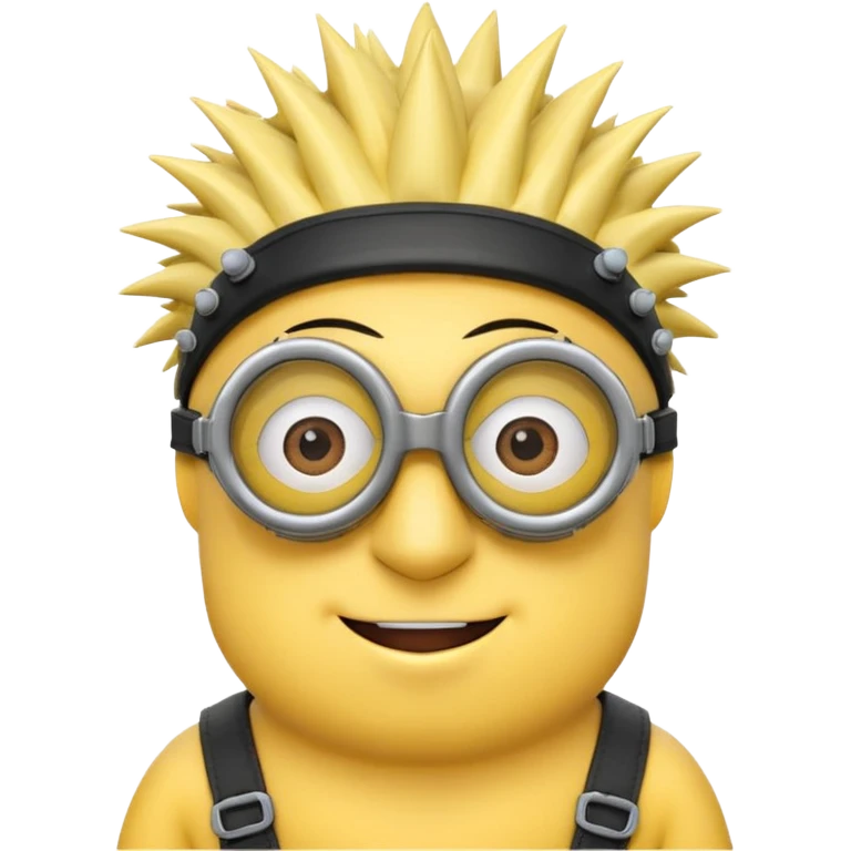 Minion emoji with a round head like normal emojis and a smurk like this emoji but a minion so basically that emoji with the goggles and the hair and not a funny head shape 😏 emoji