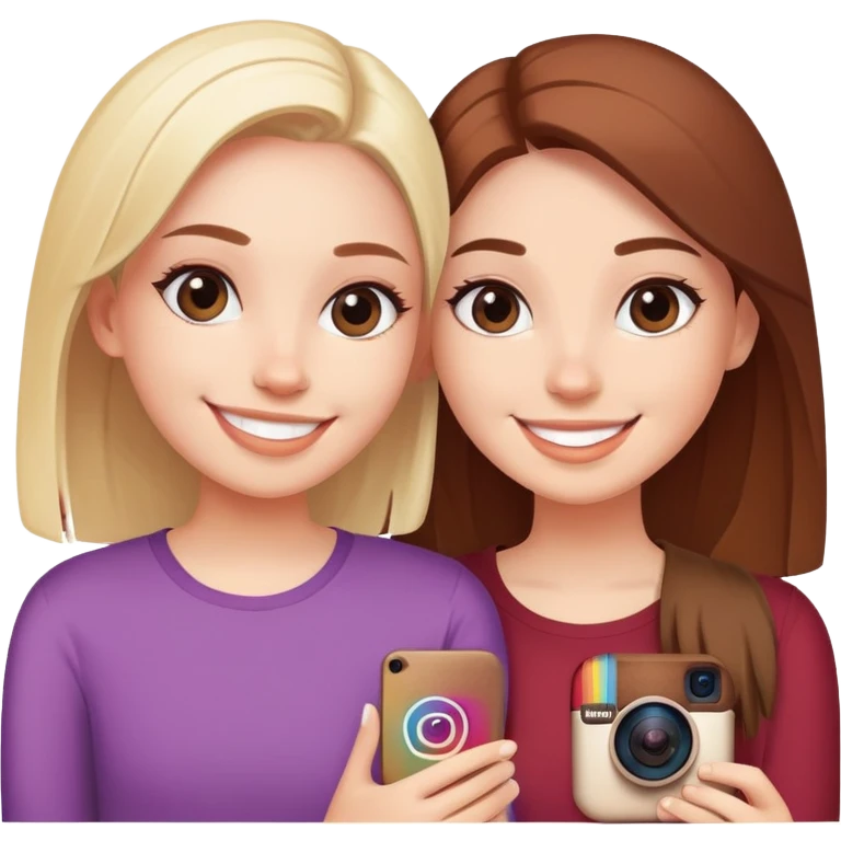 Best friends forever with Instagram logo, hashtag BFF, social media icons emoji