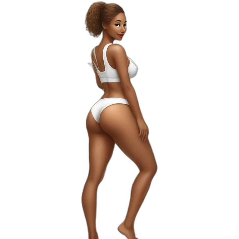 hyper-realistig drawing nurse in bikini perfect bum reaching top of shelf emoji