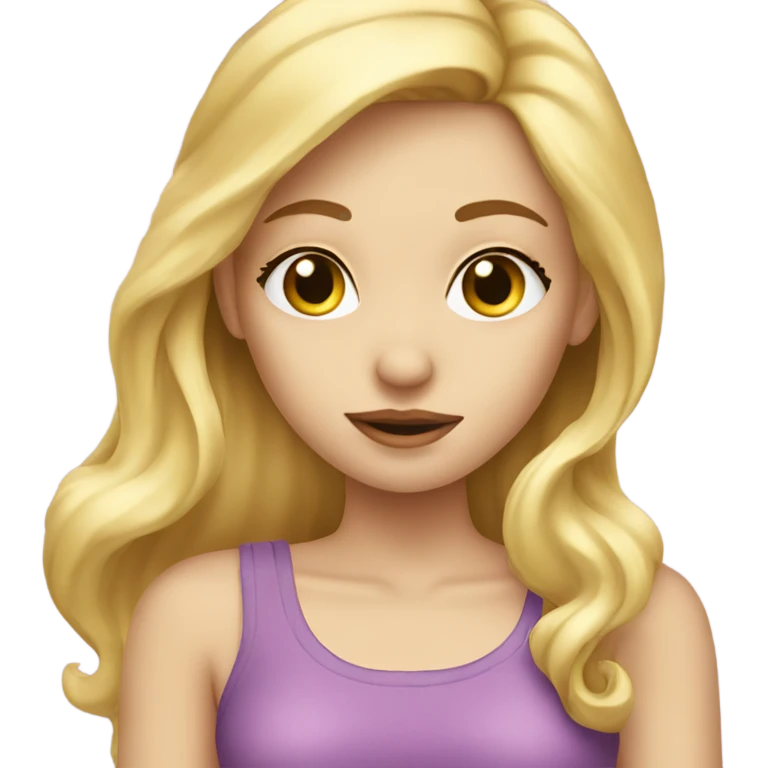 A girl with blond hair smells the perfume emoji