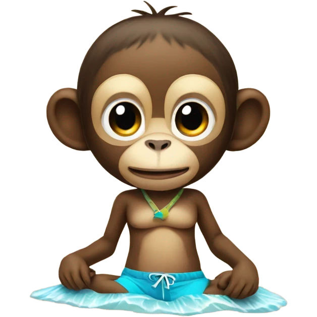 Monkey wearing a bikini on beach emoji