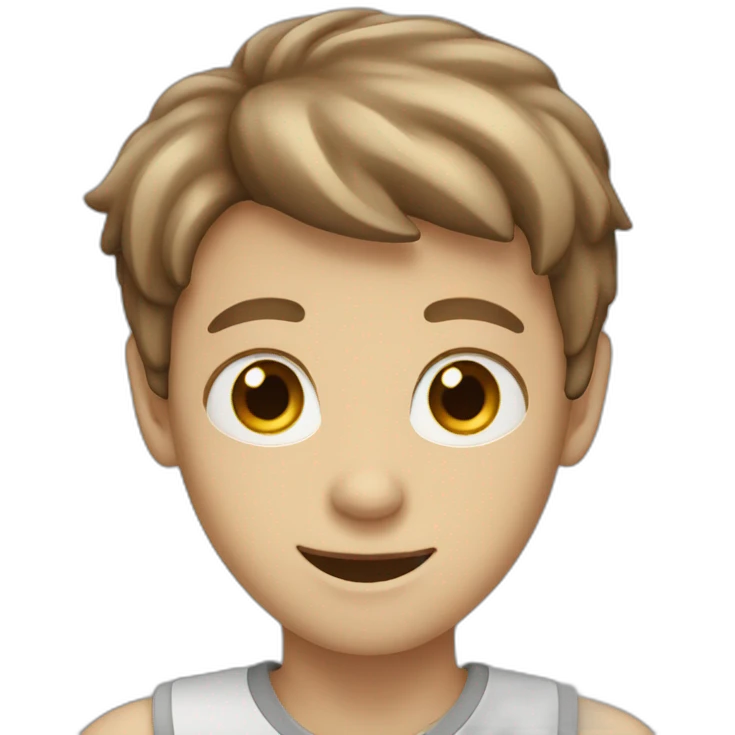 White boy with brown Eyes waving hi emoji