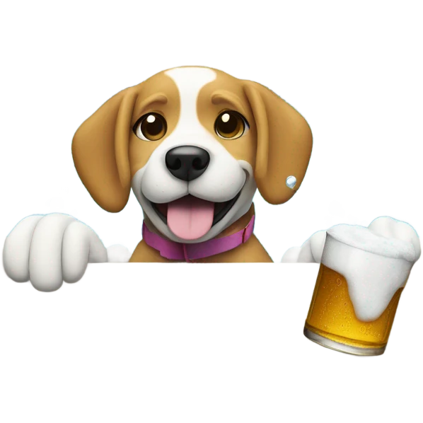 Dog swimming in a huge pool filled with beer emoji