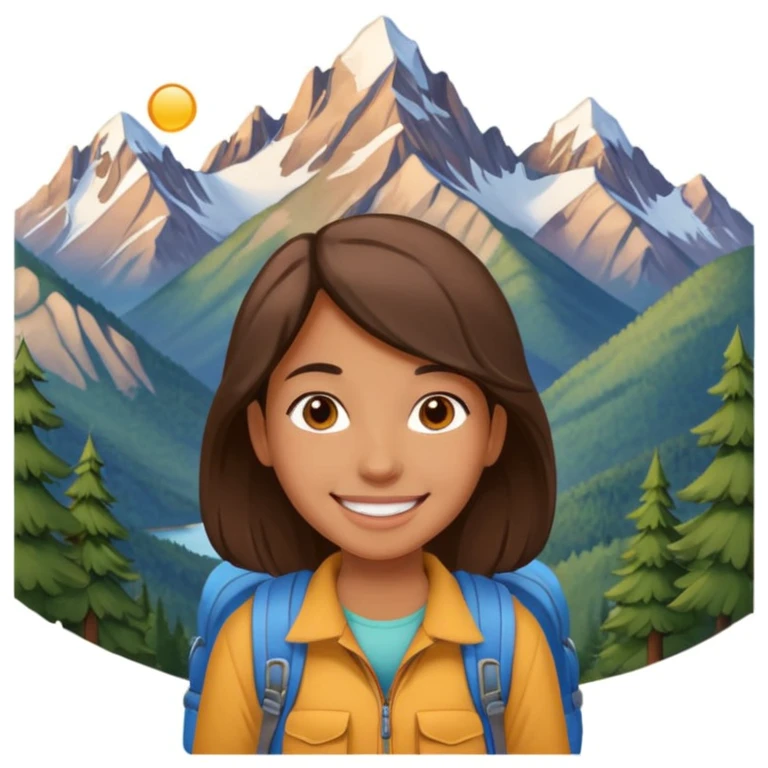 girl back packing mountains background  emoji