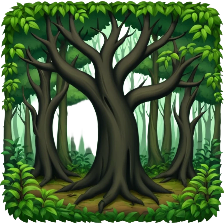 Old wold hanged in wild forest emoji