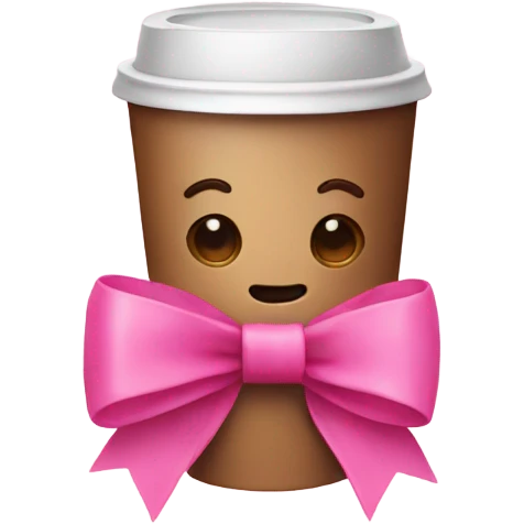 Coffee wrapped in a pink bow emoji