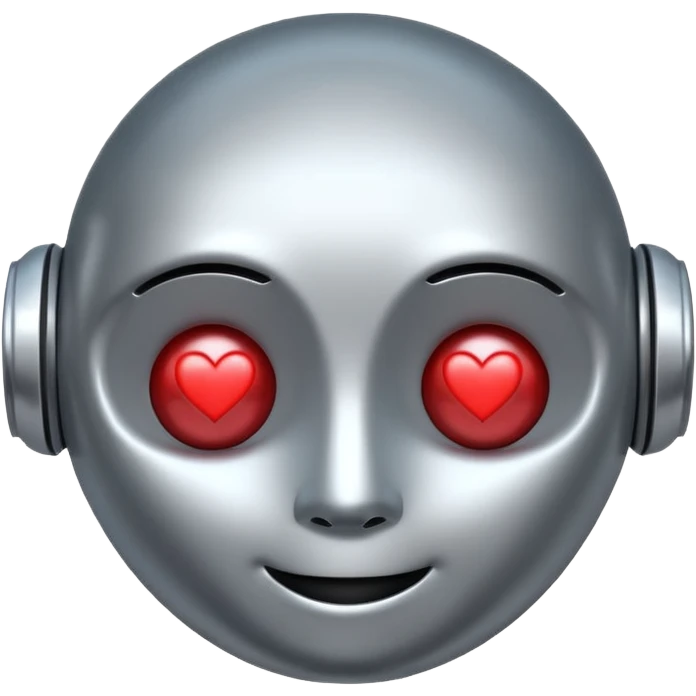 a happy robot face with heart eyes emoji