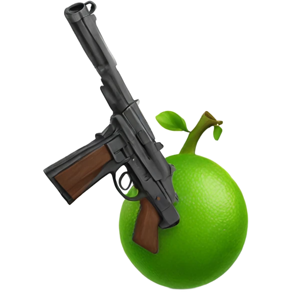 a lime holding a gun emoji