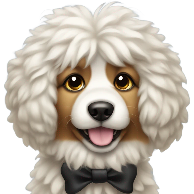 Fluffy Dog wearing a black bow emoji