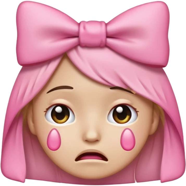 crying emoji face with a pink bow like the one in the pink bow emoji emoji