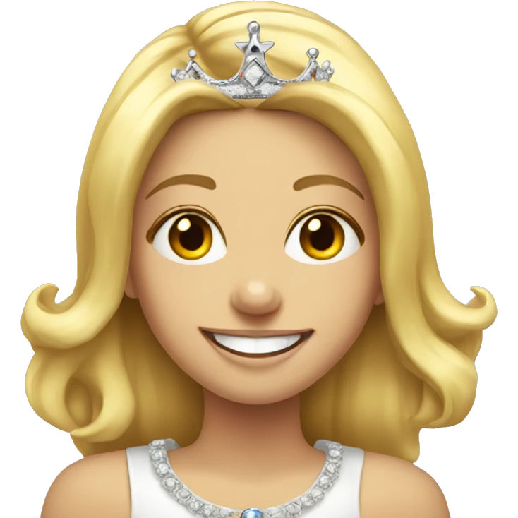 smiling blonde girl portrait wearing crown emoji