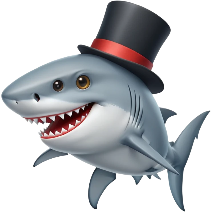 Shark with a top hat emoji