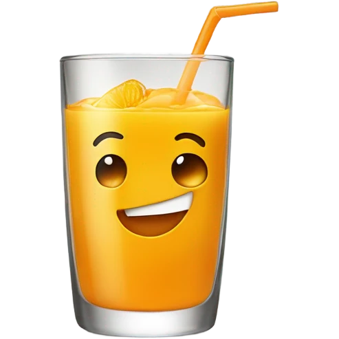 A orange juice with a face emoji