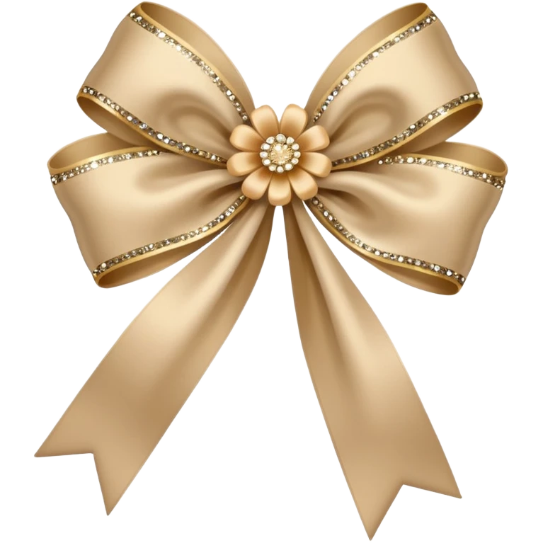 beige flower bow with glitter emoji