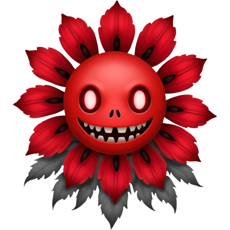 Grey creepy flower with red and blood on inside but as a monster with no face emoji