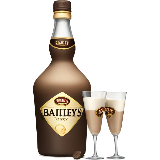 Baileys bottle with 2 glasses emoji